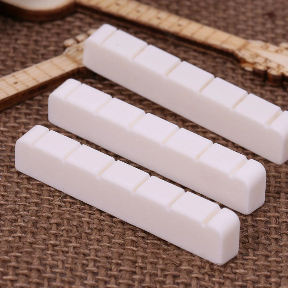 6 String Bone Guitar Bridge Saddle Nut White Bone Bridge Replacement Parts 80mm 52mm Real Bone Guitar Nut Saddle Bass For Music Oasis Select