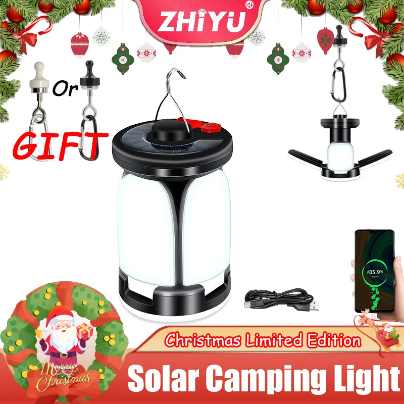 High Power Solar LED Camping Lantern USB Rechargeable 1000LM Emergency Power Bank Foldable 6 Light Modes for Camping Fishing Oasis Select