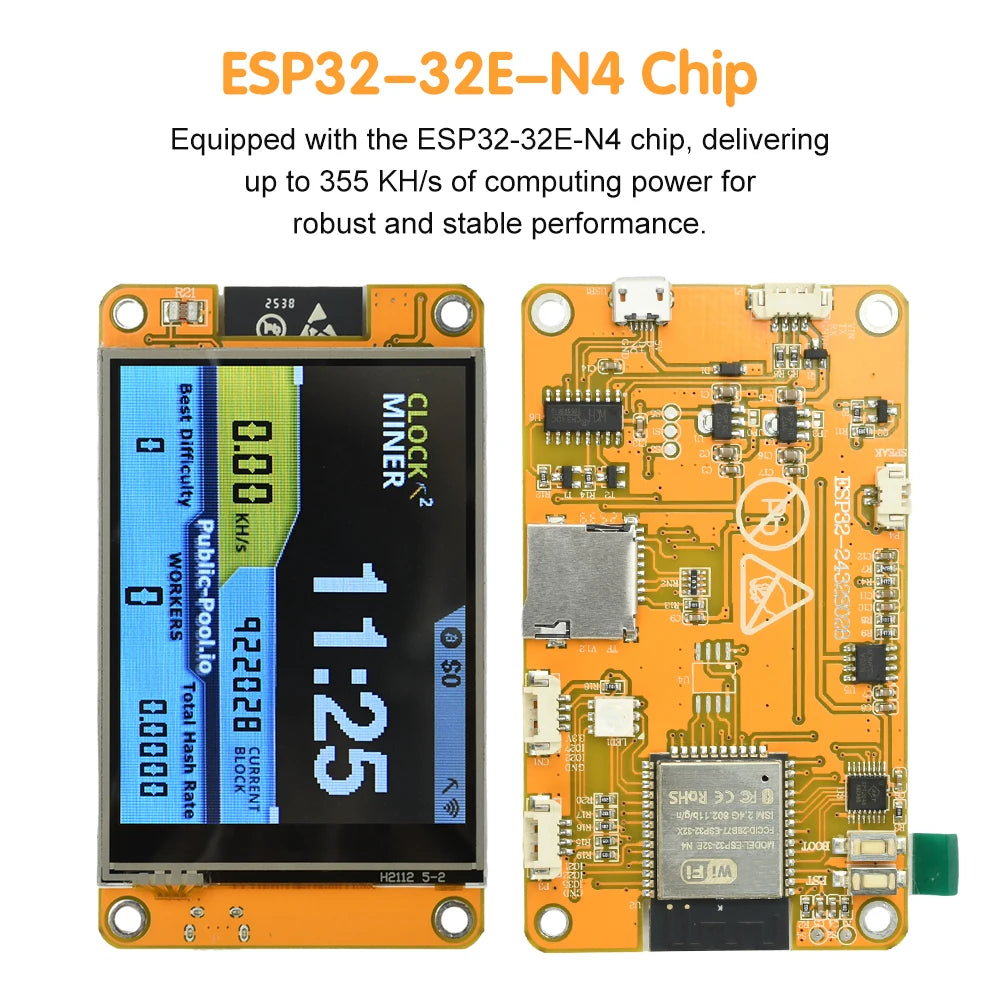 ESP32 Development Board with 2.8-inch OLED Screen High Hash Rate 355KH/s BTC Mining Micro USB Interface Stable Performance Oasis Select Default Title