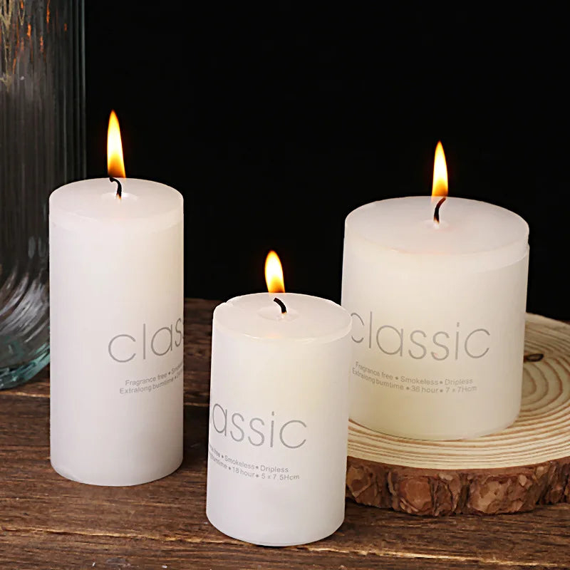 Classic European Ivory White Large Cylinder Candle Smokeless Tasteless Romantic Wedding Hotel Decoration Candle Holiday Supplies Oasis Select