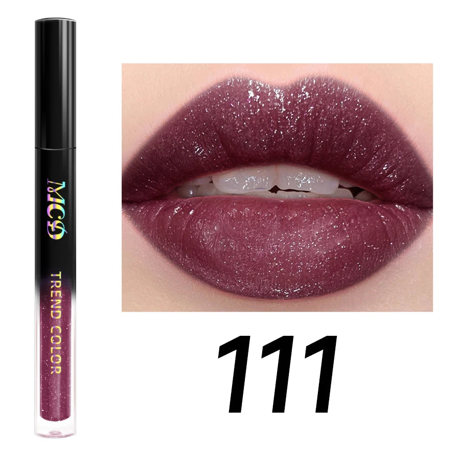 MCD 15-Shade Glitter Lip Gloss | Pearl Shimmer Liquid Lipstick