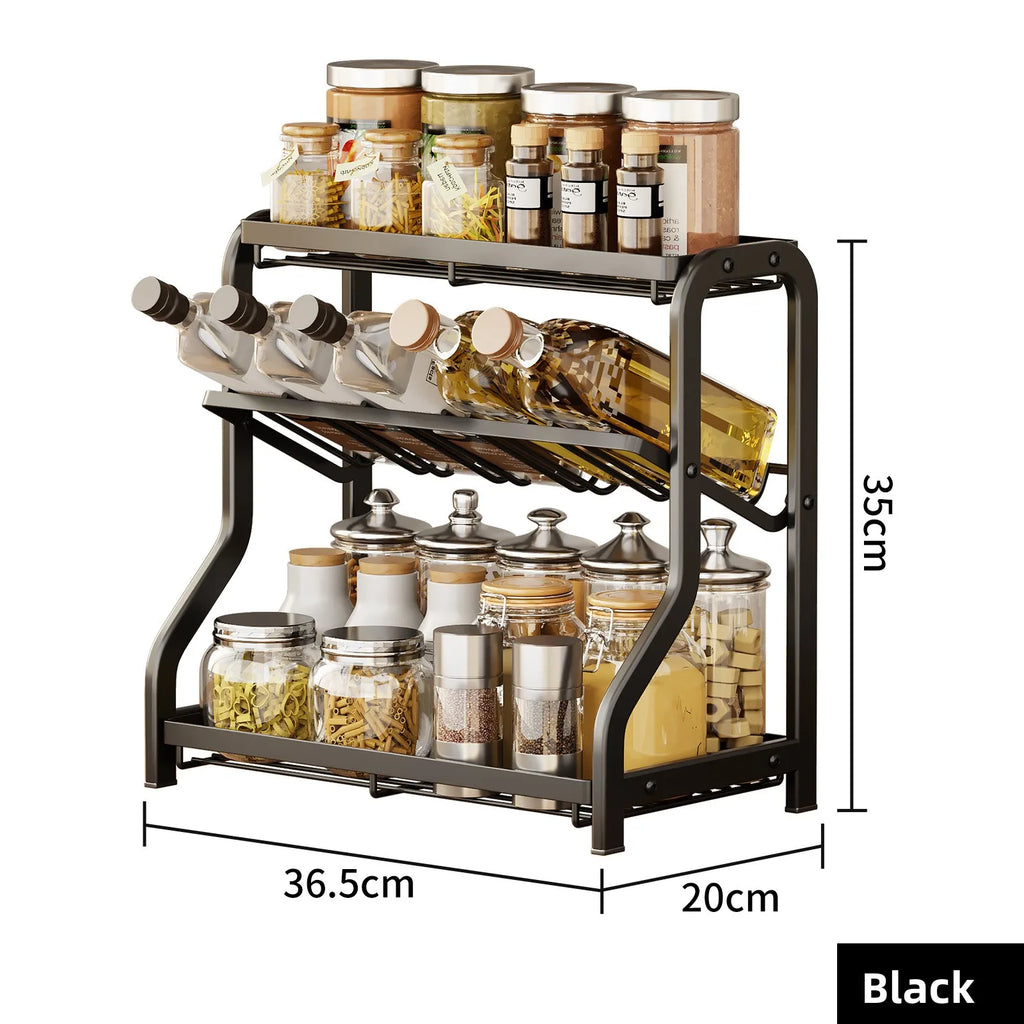 Kitchen rack, seasoning rack, countertop, soy sauce seasoning, seasoning storage, shelf, household goods Oasis Select black