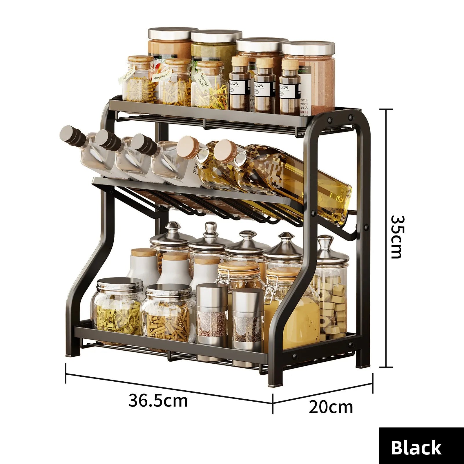 Kitchen rack, seasoning rack, countertop, soy sauce seasoning, seasoning storage, shelf, household goods Oasis Select black