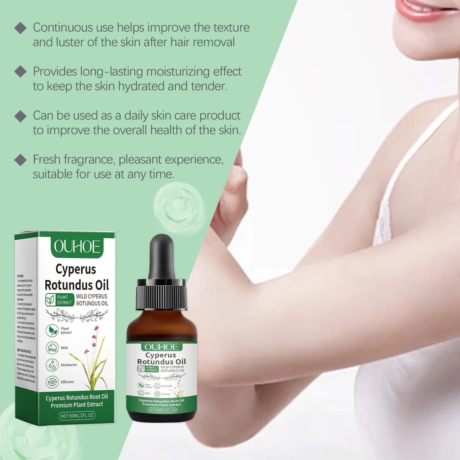 Natural Cyperus Rotundus Oil Hair Removal Inhibitor Smoothing Moisturizing After Shave Soothing Nourish Calming Body Skin Care Oasis Select