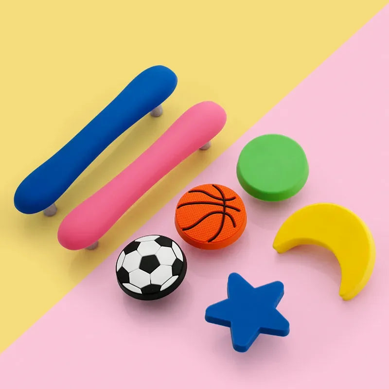 Children Room Rubber Cabinet Knobs and Handles Wardrobe Door Drawer Pulls Cute Star White Cloud Furniture Handle Oasis Select