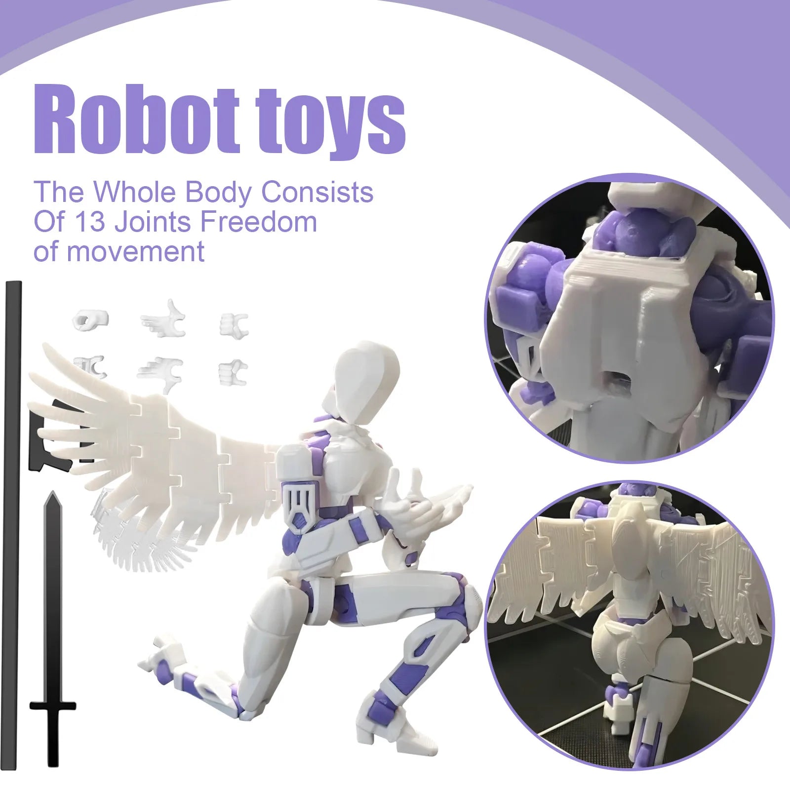 Multi-jointed Movable Robot 3.0 3d Printed Mannequin Female Character Wing Toy Dummy Figures Toys Game Gift Decoration Kids Toy Oasis Select