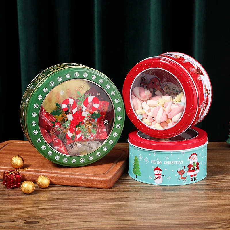 Christmas Gift Box Metal Tin Candy Cookie Packaging Box Containers Kids New Year Gift Decor Xmas Party Supplies Navidad Oasis Select