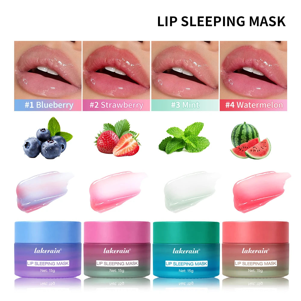 Blueberry Lip Sleeping Mask Overnight Dual Color Hydration For Dry Cracked Skin Reduces Fine Lines Moisturizing Nourish Lip Care Oasis Select 4pcs 1set