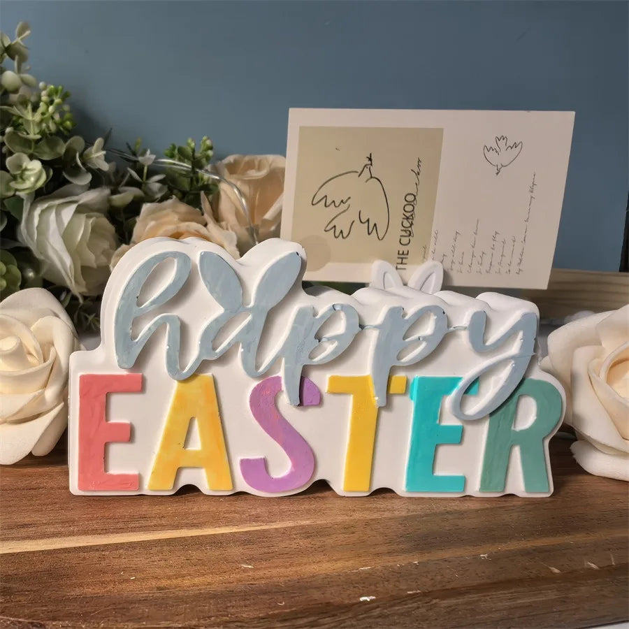 Rabbit Easter Letter Candle Silicone Mold Cute Rabbit Easter Gypsum Dropping Pendant Mold Oasis Select