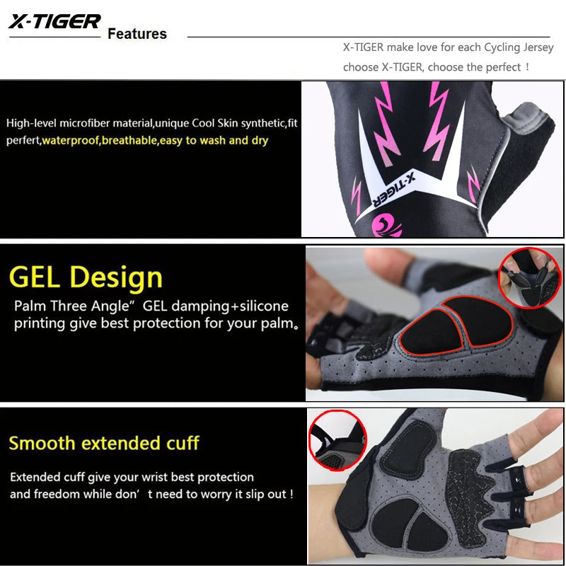 X-TIGER Sports Cycling Gloves Half Finger Women MTB Bike Gloves Running Fitness Gym Riding Motorcycle Bicycle Gloves Oasis Select