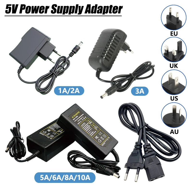 DC 5V Power Supply AC 220V 110V TO DC 5V Power Supply Adapter 1A 2A 3A 5A 6A 8A 10A For Router LED Strip Light Oasis Select 5V 1A US Plug