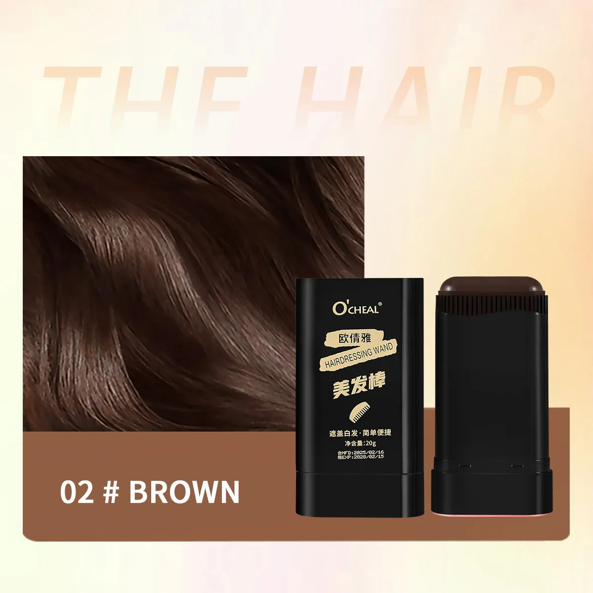 Ocheal 3-Color Quick Touch-Up Hair Stick Beard Color Stick Portable Temporary Quick Coverage Hair Pen Instant Dye Stick Comb Oasis Select 7058-02 Brown
