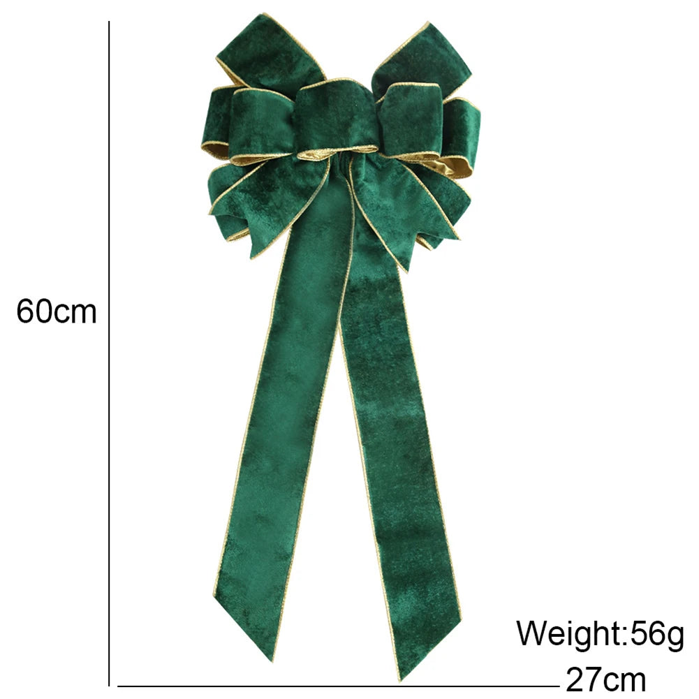 Brand New Christmas Bows Xmas Tree Pendant Home Decor Navidad New Year Red Green Blue DIY Party Supplies Flannelette Oasis Select green China Mainland
