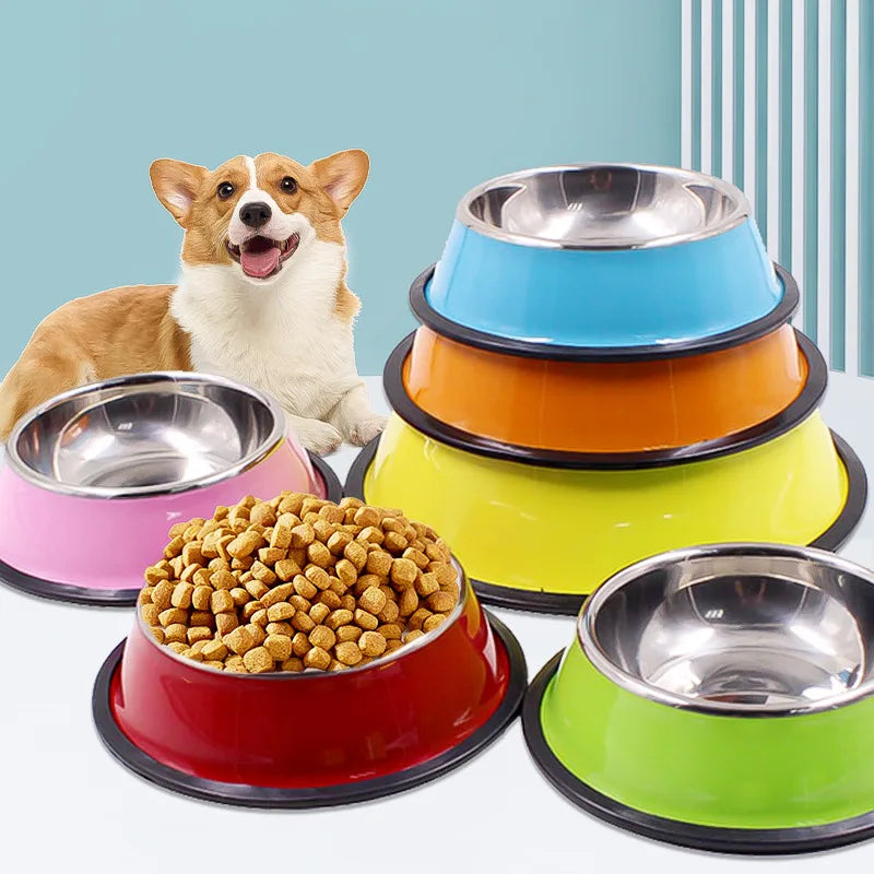 Stainless Cat Bowls Pet Steel Bowl Set Food Water Bowl for Dogs and Cats Anti-skid Cats Supplies Oasis Select