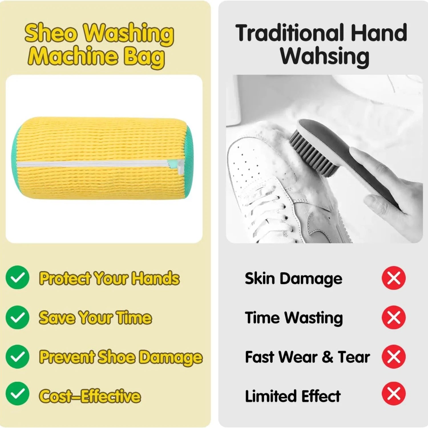 Durable Mesh Shoe Wash Bag with Zipper Rich Fluff Inside Protects Sneakers Casual Shoes in Washer Dryer Travel Storage Organizer Oasis Select