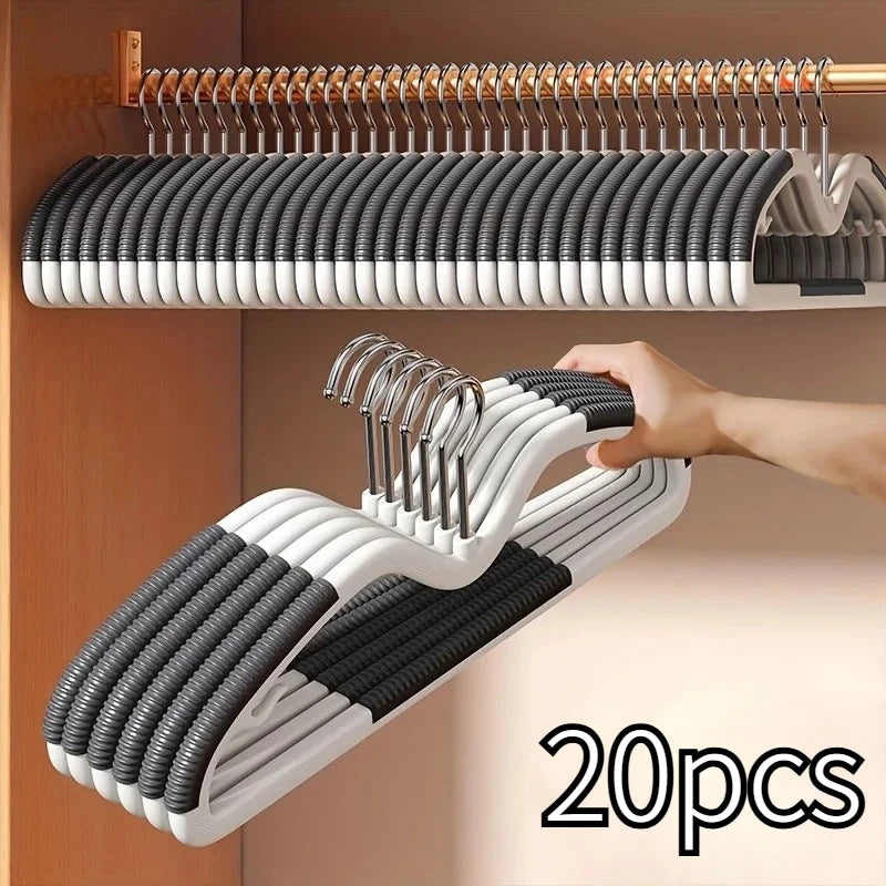 Plastic Clothes Hangers Space Saving Non Slip Short Neck Wardrobe Organizer for Home Dorm Bedroom Storage 20pcs Clothing Rack Oasis Select