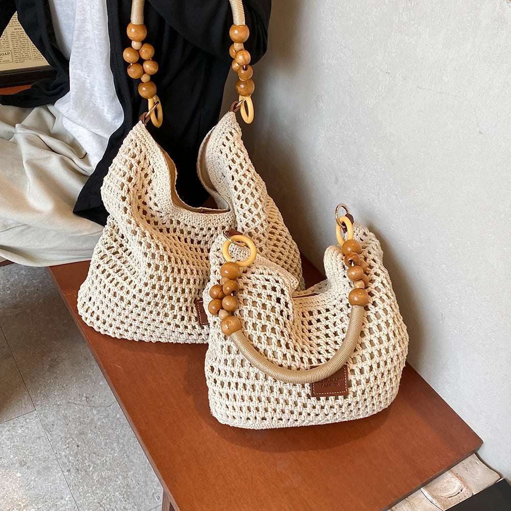 Women's Crochet Mesh Beach Bag – Large Woven Crossbody Tote Crochet Beach Tote Oasis Select