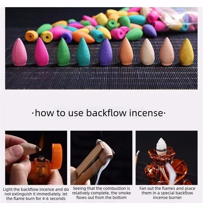 100/200/500 Pieces Backflow Incense Cones Mixed Natural Scent Waterfall inciensos Cones Tower Incense Backflow Incense Bullet Oasis Select