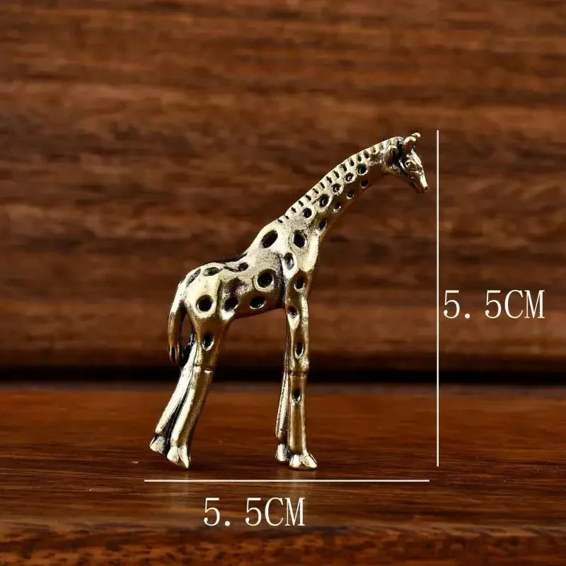 Vintage Brass Giraffe Ornament Office Desk Desktop Decoration Tea Pet Miniature Statue Home Decor Oasis Select