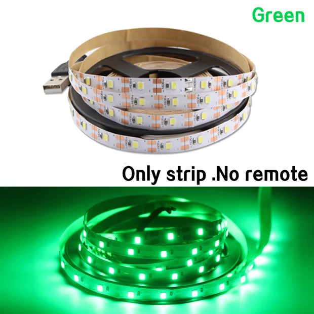 DC5V USB LED Strip Light RGB 2835 Flexible Lamp USB Cable 3 Key Control 5V 0.5M 1M 2M 3M 4M 5M Desk Screen TVBackground Lighting Oasis Select USB Line Green 1m