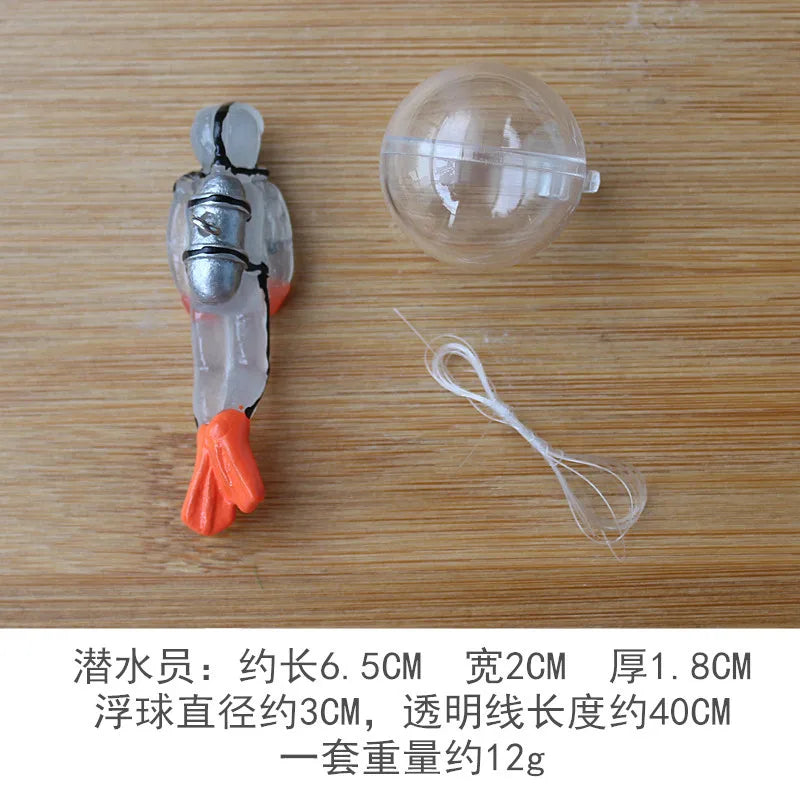 The New Resin Floating Diver Fish Tank Floating Decoration Under The Underwater Scenery Underwater World Small Floating Ball Oasis Select Noctilucent White