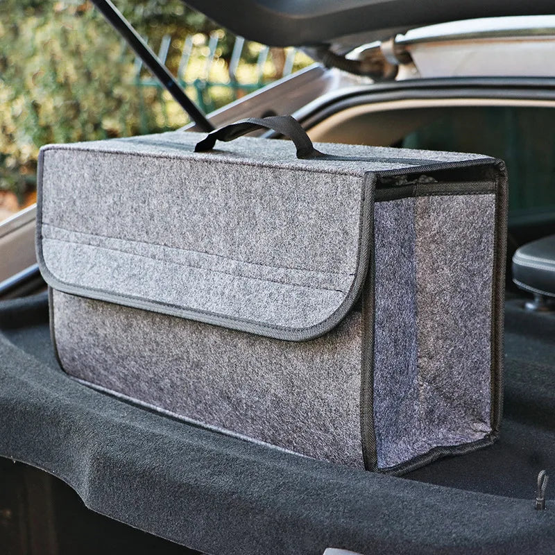 Spacious Canvas Car Storage Box - Portable, Foldable, and Collapsible Trunk Organizer with Felt Cloth Interior Oasis Select 1pc