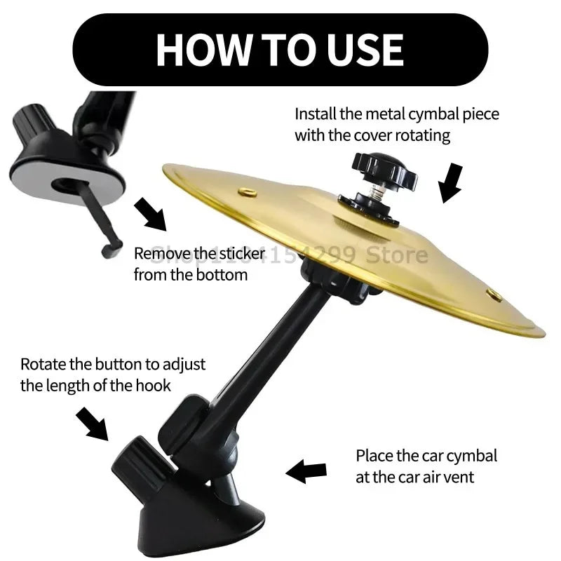 Car Crash Cymbal Air Vent Mini Drum Car Hand-Shooting Cymbals Car Drum Cymbal Air Vent Musical Instrument for Car Interior Oasis Select
