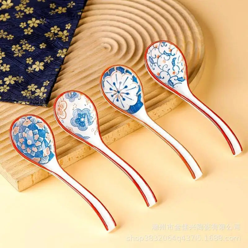 Japanese Ceramic Soup Spoon Everyday Ceramic Soup And Ramen Spoon With Long Handle Kitchen Tablewear Oasis Select
