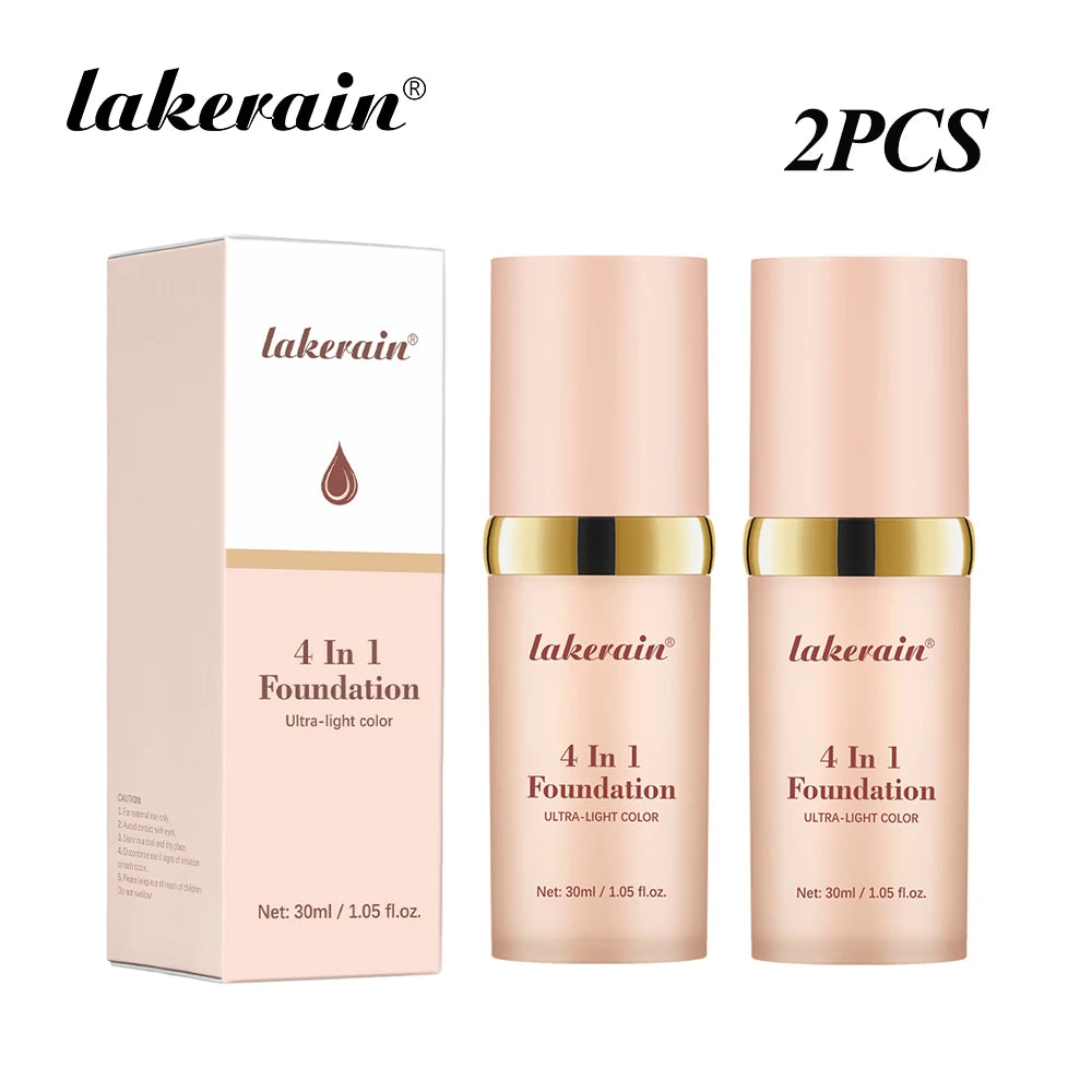 4in1 Foundation Liquid Hydrating Full Coverage Concealer SPF30 Long-wearing Waterproof Even Skin Tone Foundation Face Cosmetics Oasis Select 2PCS