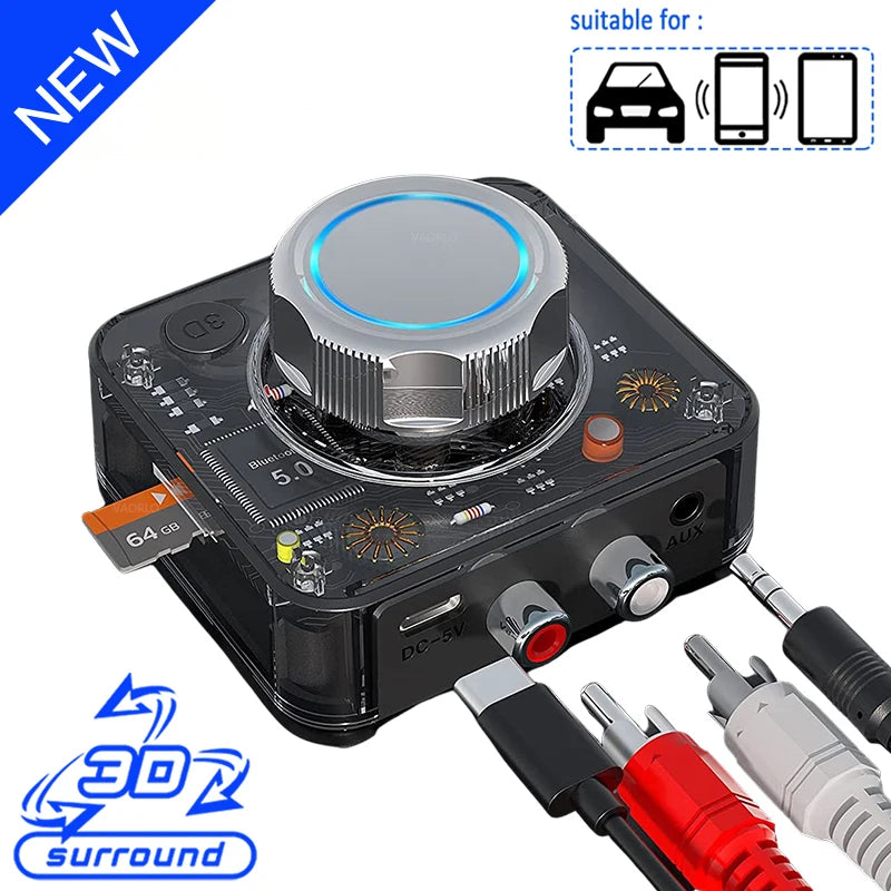 New Bluetooth Audio Receiver 3D Stereo Music Wireless Adapter TF Card RCA 3.5mm 3.5 AUX Jack For Car Speaker Amplifier Headphone Oasis Select