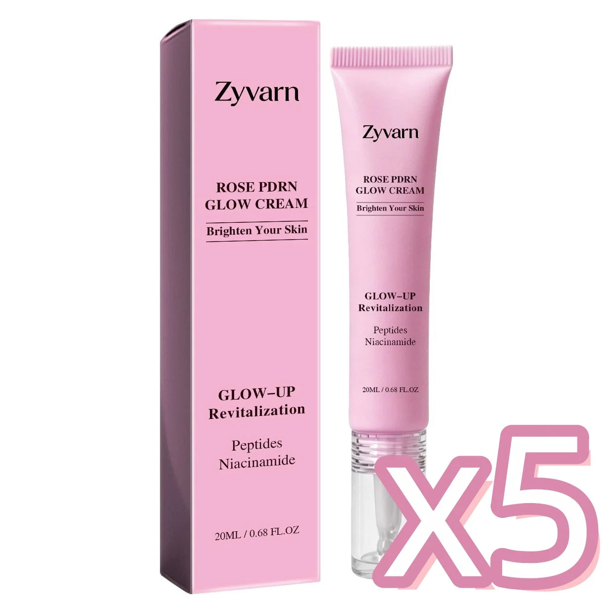 ZYVARN Rose PDRN Glow Boost Cream – Niacinamide & Peptides Facial Glow Cream Oasis Select 20g Boxed x 5