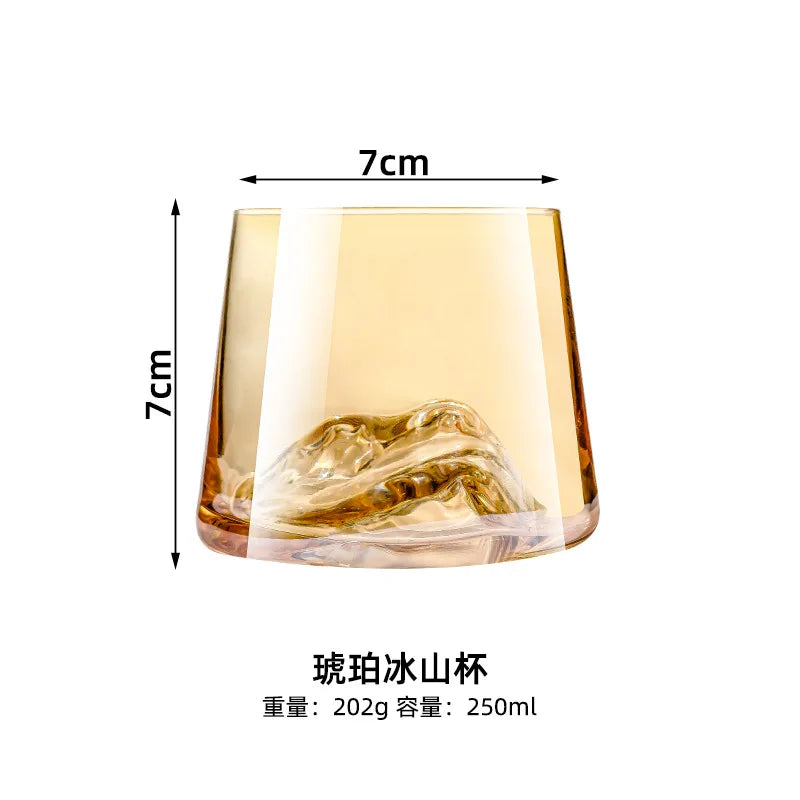 Crystal Glass Whiskey Cup, Japanese Liquor Glass, Clear Iceberg Glass, Suitable for Vodka, Liqueur, Tequila, Shochu, Cocktail Oasis Select Amber 250ML