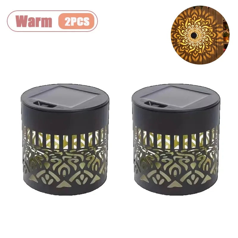 1-8PCS Solar Sunflower Mandala Wall Lantern Outdoor Waterproof Decorative Light for Garden Fence Patio Pathway Night Oasis Select Warm-2PCS