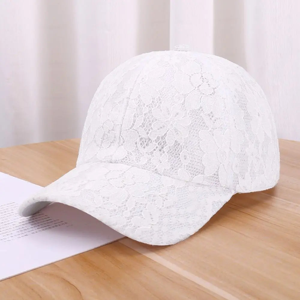Fashion Breathable Floral Lace Baseball Cap Hollow Adjustable Mesh Baseball Hat Outdoor Sun Hat For Women Oasis Select