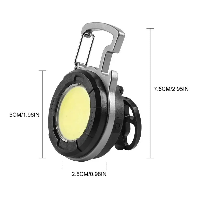 COB LED Keychain Flashlight | Type-C Rechargeable Mini Work Light