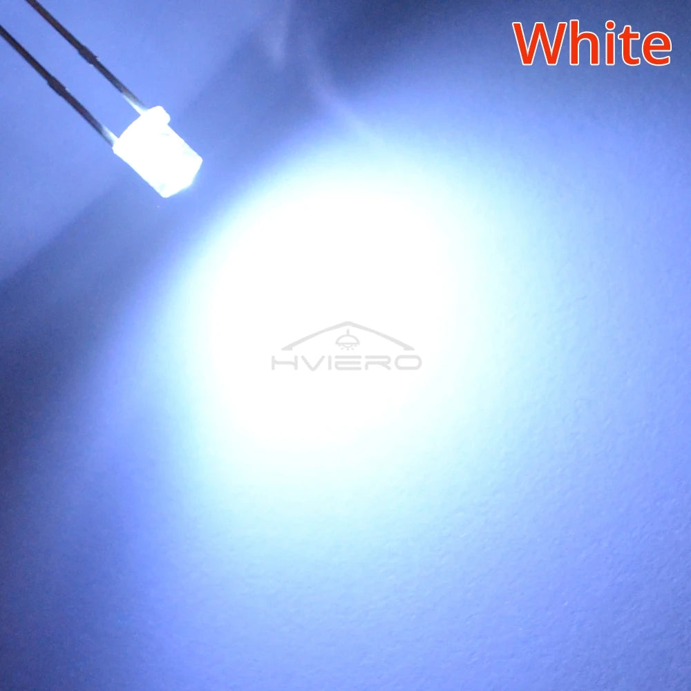 F3 3mm Flat Top LED Diodes 10/20PCS – Ultra Bright Wide Angle