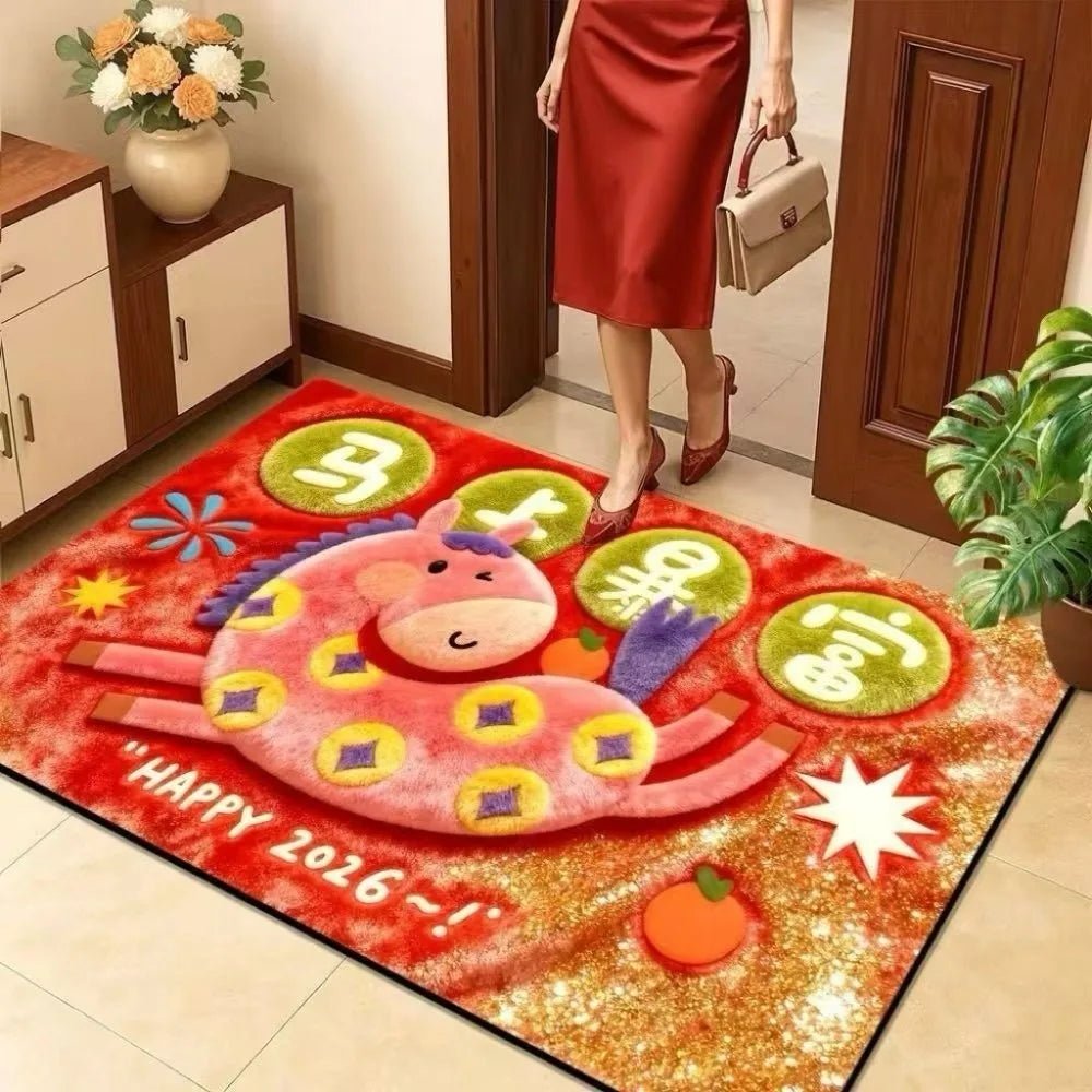 2026 New Year Horse Door Mat – Anti-Slip Quick Dry Rug