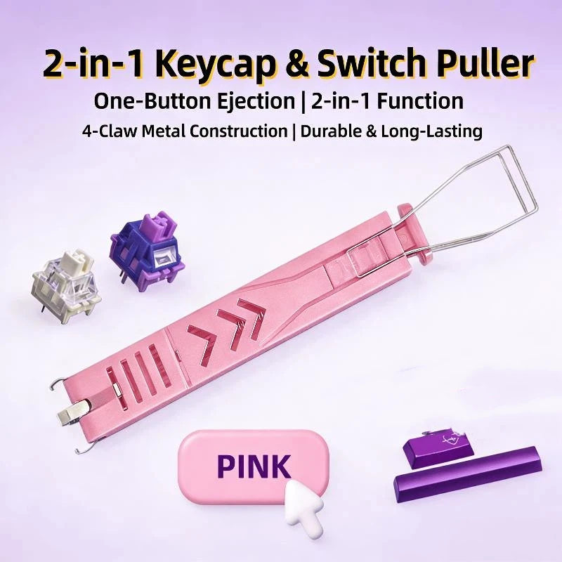2 In 1 Keycaps Puller Accessories Unloading For Gaming Keyboard Switches Remover Button Extractor Tool Oasis Select Pink