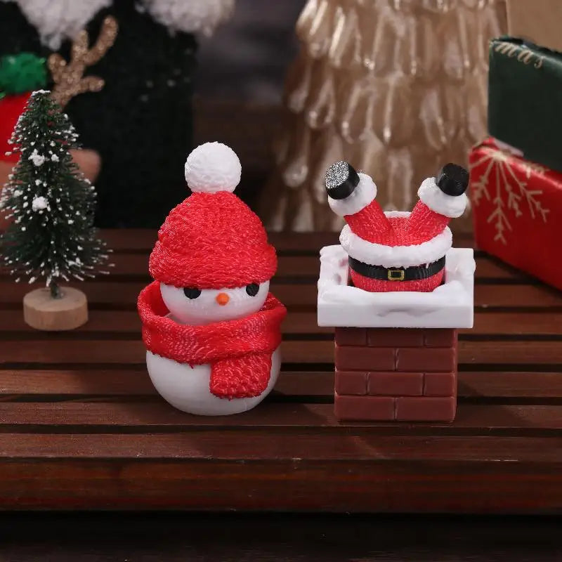 3D Printed Christmas Holiday Decoration Desktop Doll Santa Claus Falling Chimney Cute And Fun Relax Toy Pressed Ornament Clicker Oasis Select