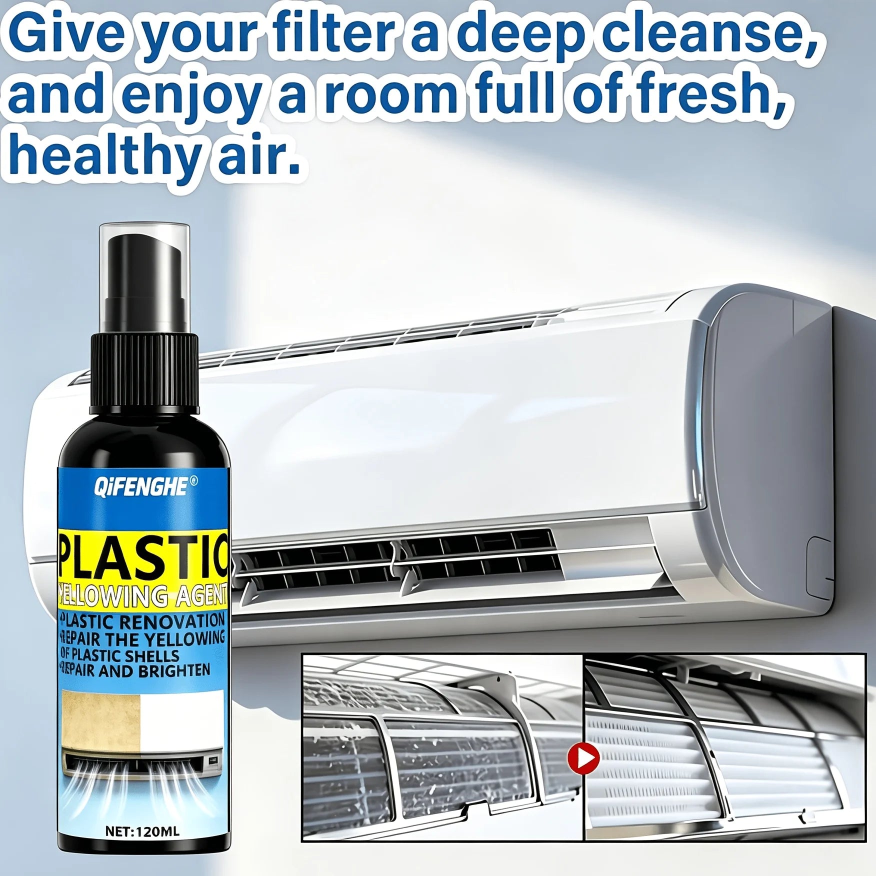 Home Air Conditioner Care Spray Plastic Conditioner & Coil Cleaner for Energy Saving Cooling & Heating Efficiency Improvement Oasis Select