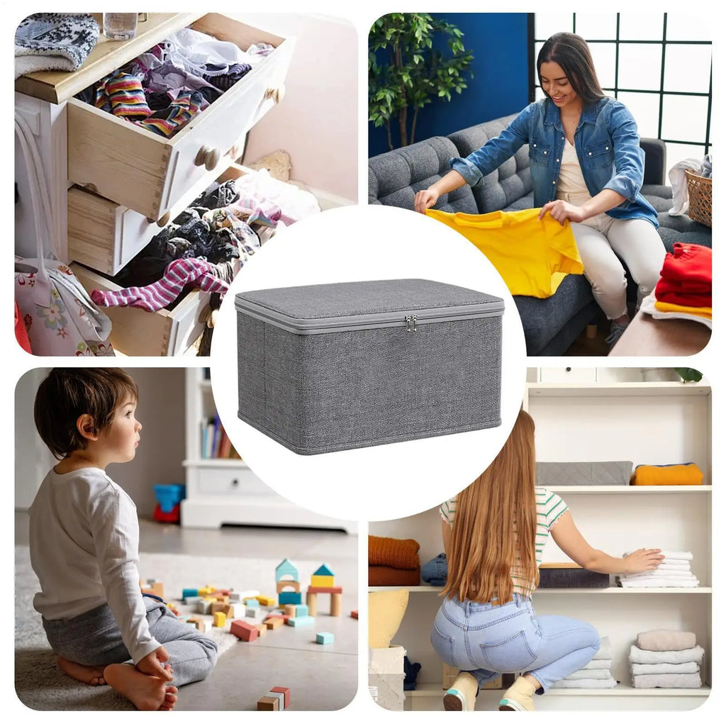 Lockable Storage Box with Lid Stackable Dust Proof Organizer Bin for Toys Clothes Winter Sweaters Blankets Home Organization Oasis Select