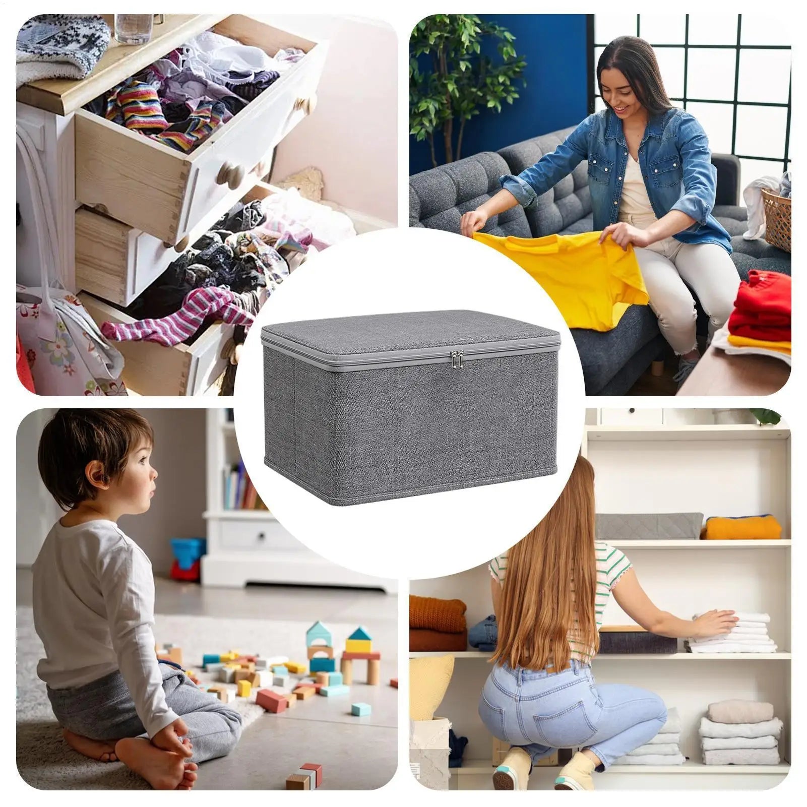 Lockable Storage Box with Lid Stackable Dust Proof Organizer Bin for Toys Clothes Winter Sweaters Blankets Home Organization Oasis Select