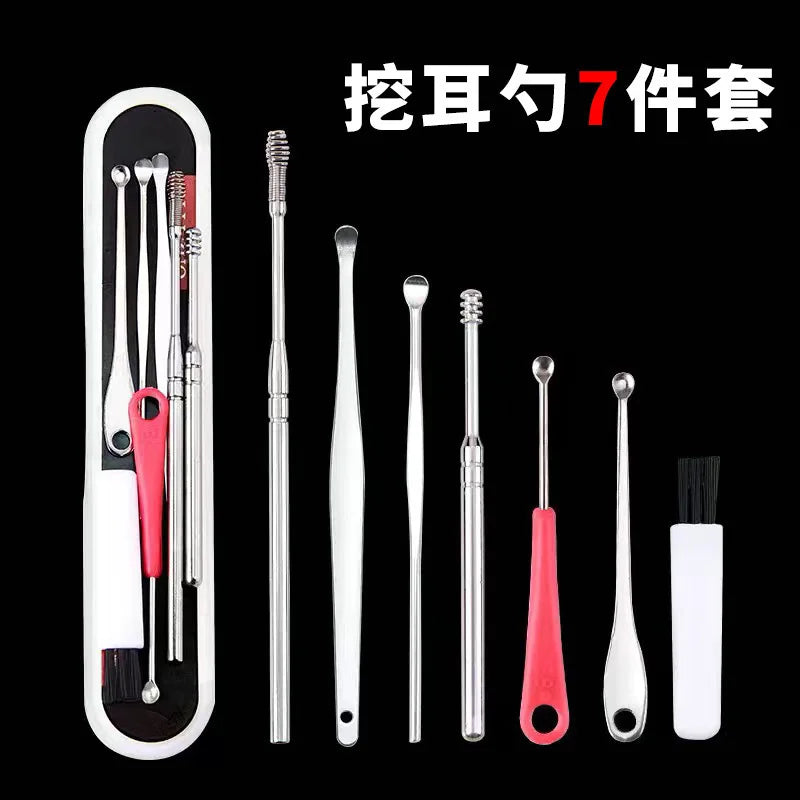 Stainless Steel Ear Wax Removal Tool – Spiral Spring Cleaner Set Ear Wax Removal Tool Oasis Select 7Pcs Set