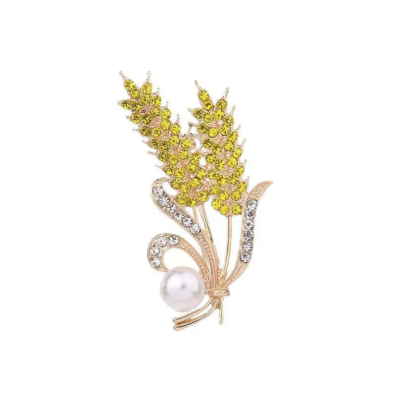 NEW Trendy Crystal Ear of Wheat Brooches for Women Luxury Rhinestones Pins Shirt Dress Accessories Casual Jewelry Oasis Select 1PC