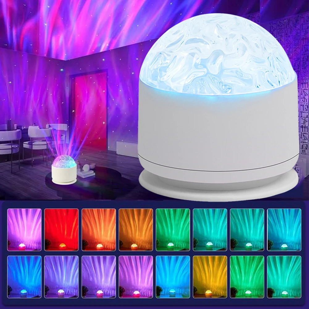 16-Color Aurora Water Ripple Projector Night Light + Remote