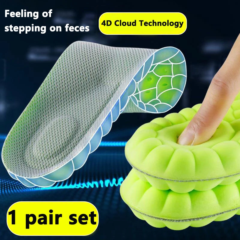 Latex Sport Insoles Soft High Elasticity Shoe Pads Orthotic Breathable Deodorant Shock Absorption Cushion Arch Support Insole Oasis Select 37-38 Green