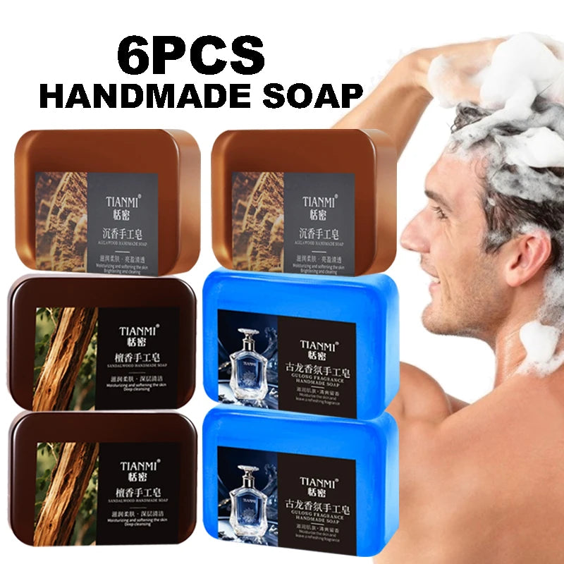Men's handmade soap, cologne soap, agarwood soap, last soap, three in one, cleanses the face, hair, bathes the whole body, Oasis Select