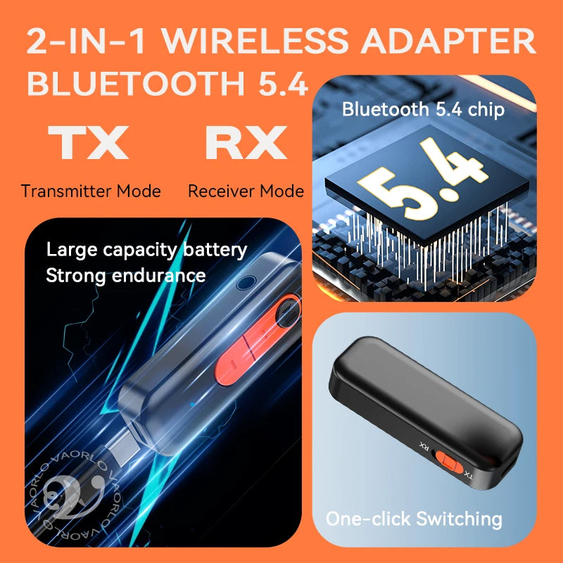Bluetooth 5.4 Car Kit AUX Audio Adapter 2 IN 1 Receiver Transmitter Wireless HiFi Stereo Music 3.5MM With Mic Call For Speaker Oasis Select