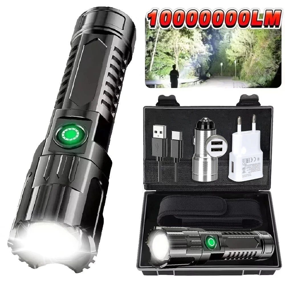 Ultra Bright Zoomable LED Flashlight,Rechargeable 3 Lighting Modes Portable High Lumens Outdoor Camping Fishing Emergency Hiking Oasis Select