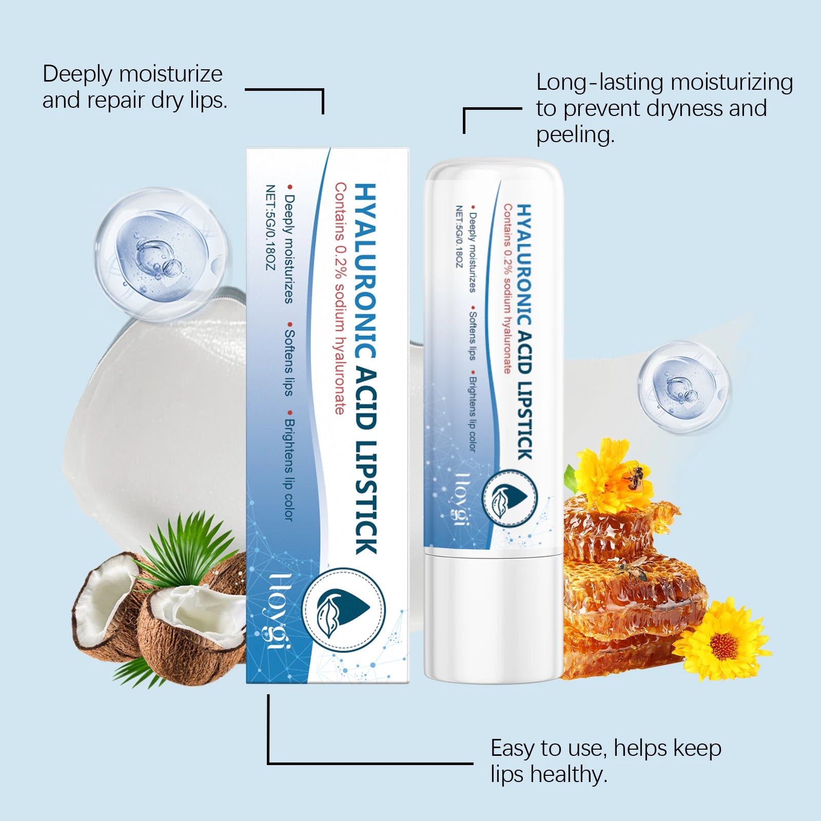 1/2/3pcs Hyaluronic Lip Balm Lips Skincare Anti Cracking Nourishing Brightening Moisturizing Lip Balm Lipstick Lips Skin Care Oasis Select